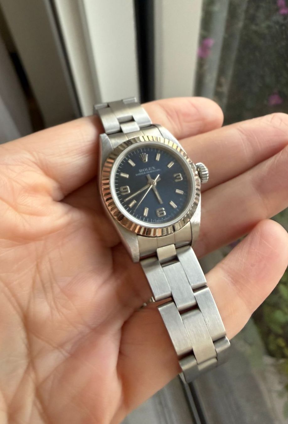 Rolex Lady Oyster Perpetual 26mm Blue Dial Ref 67194