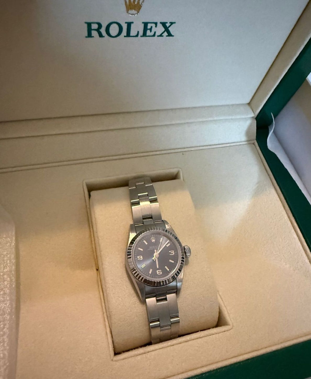 Rolex Lady Oyster Perpetual 26mm Blue Dial Ref 67194