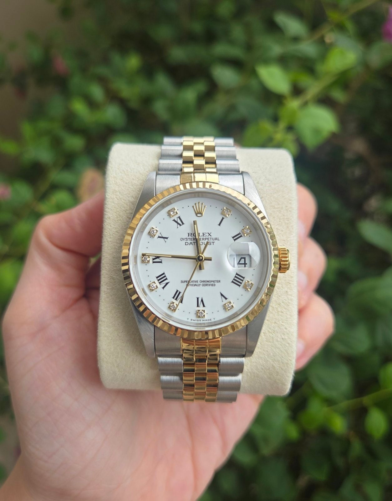 Rolex Datejust 36mm w/ Diamonds White Roman dial Ref 16233