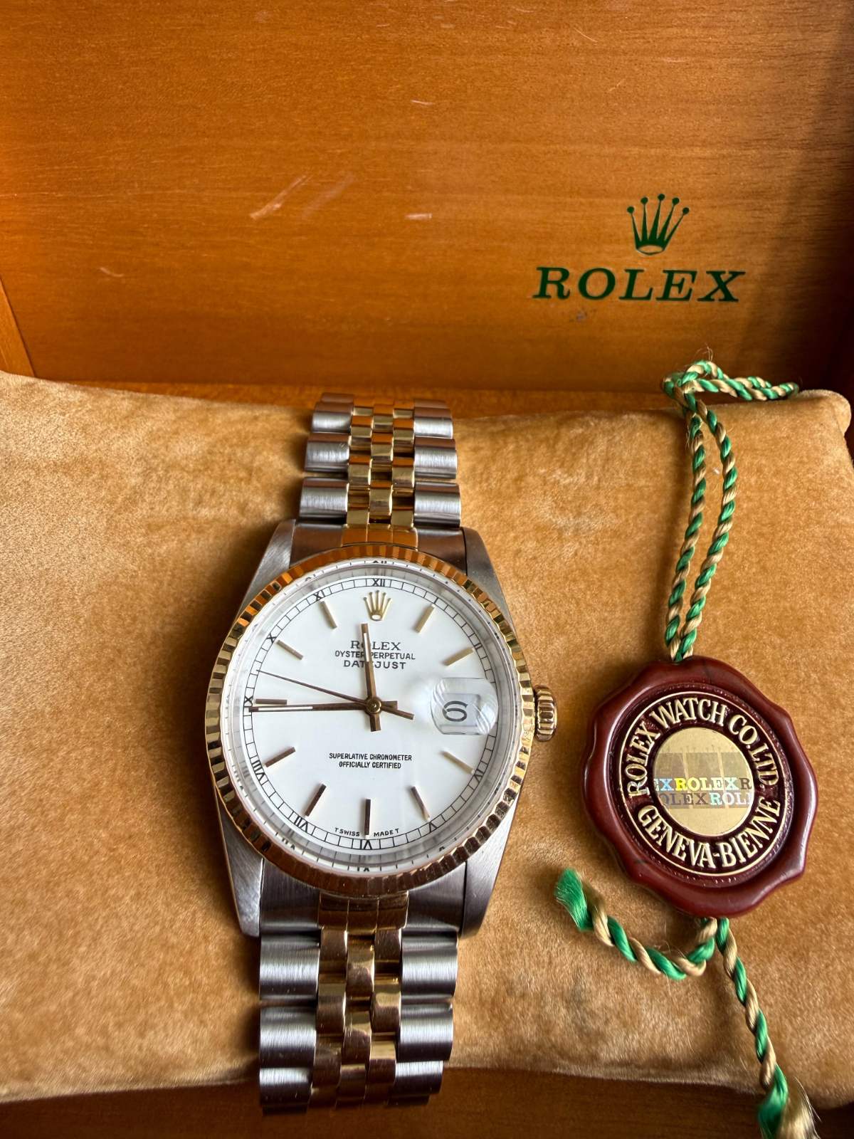 Rolex Datejust 36mm White Dial Ref 16233