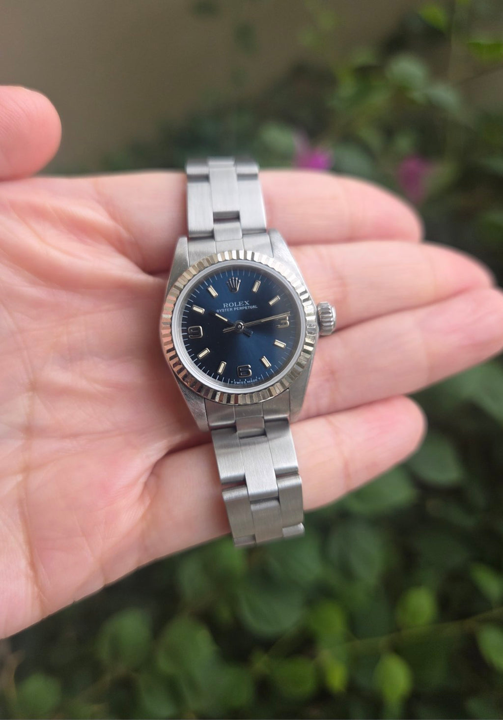Rolex Lady Oyster Perpetual 26mm Blue Dial Ref 67194