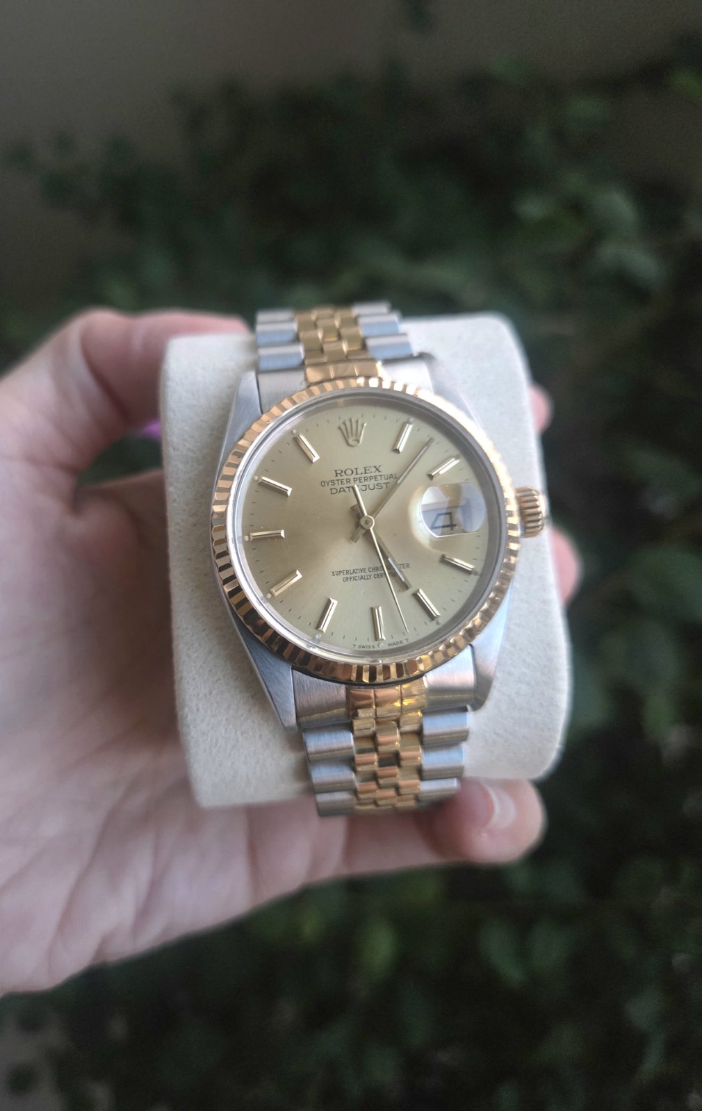 Rolex Datejust 36mm Champagne Gold Stick Dial Ref 16013