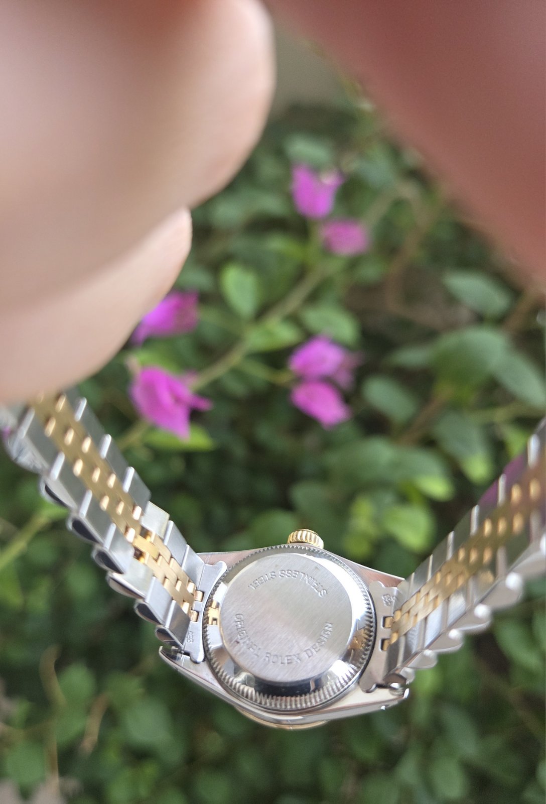 Rolex Lady Oyster Perpetual 24mm Two tone Iced Bezel Ref 67193