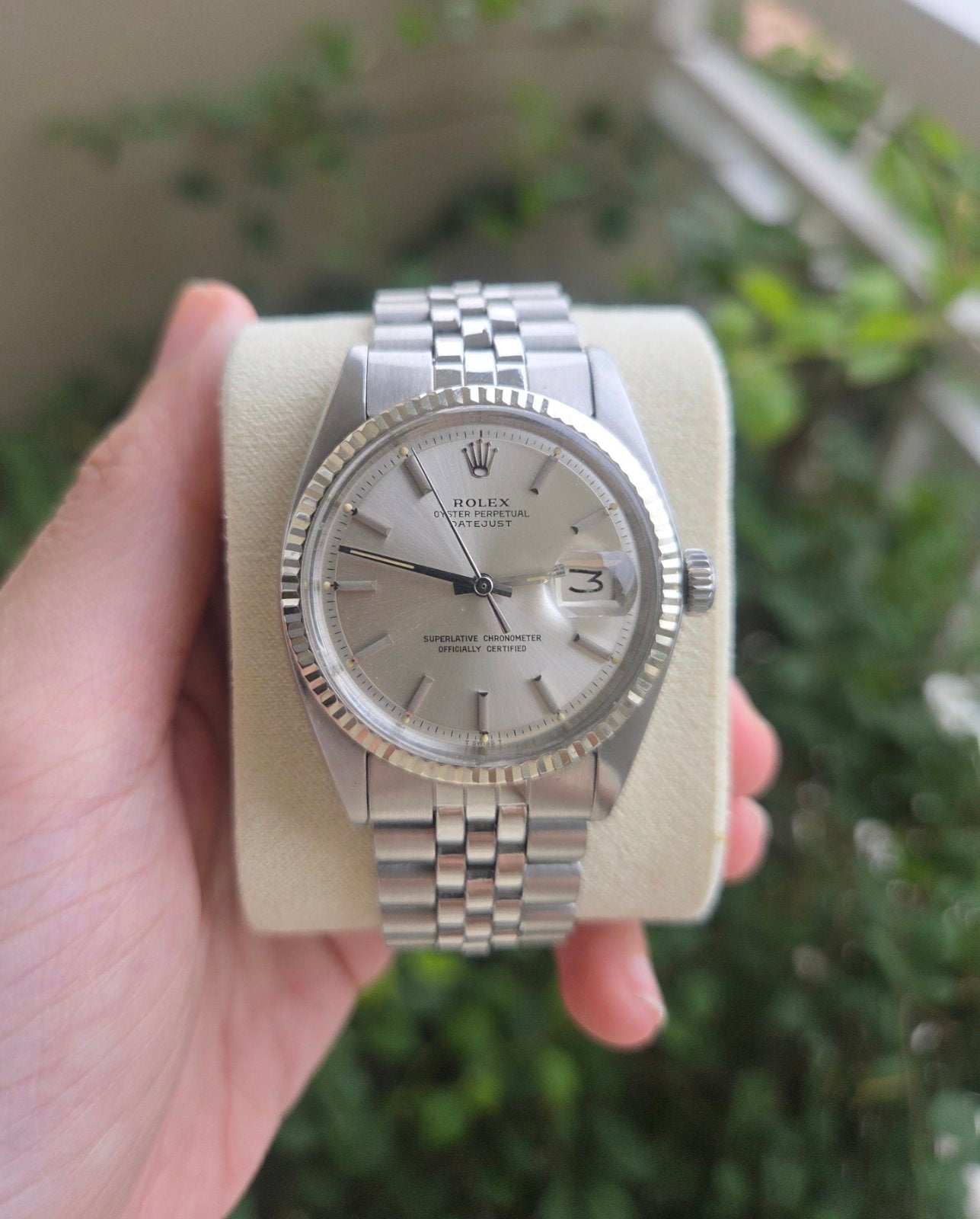 Rolex Datejust 36mm Rare Pie Pan Silver Dial Ref 1601
