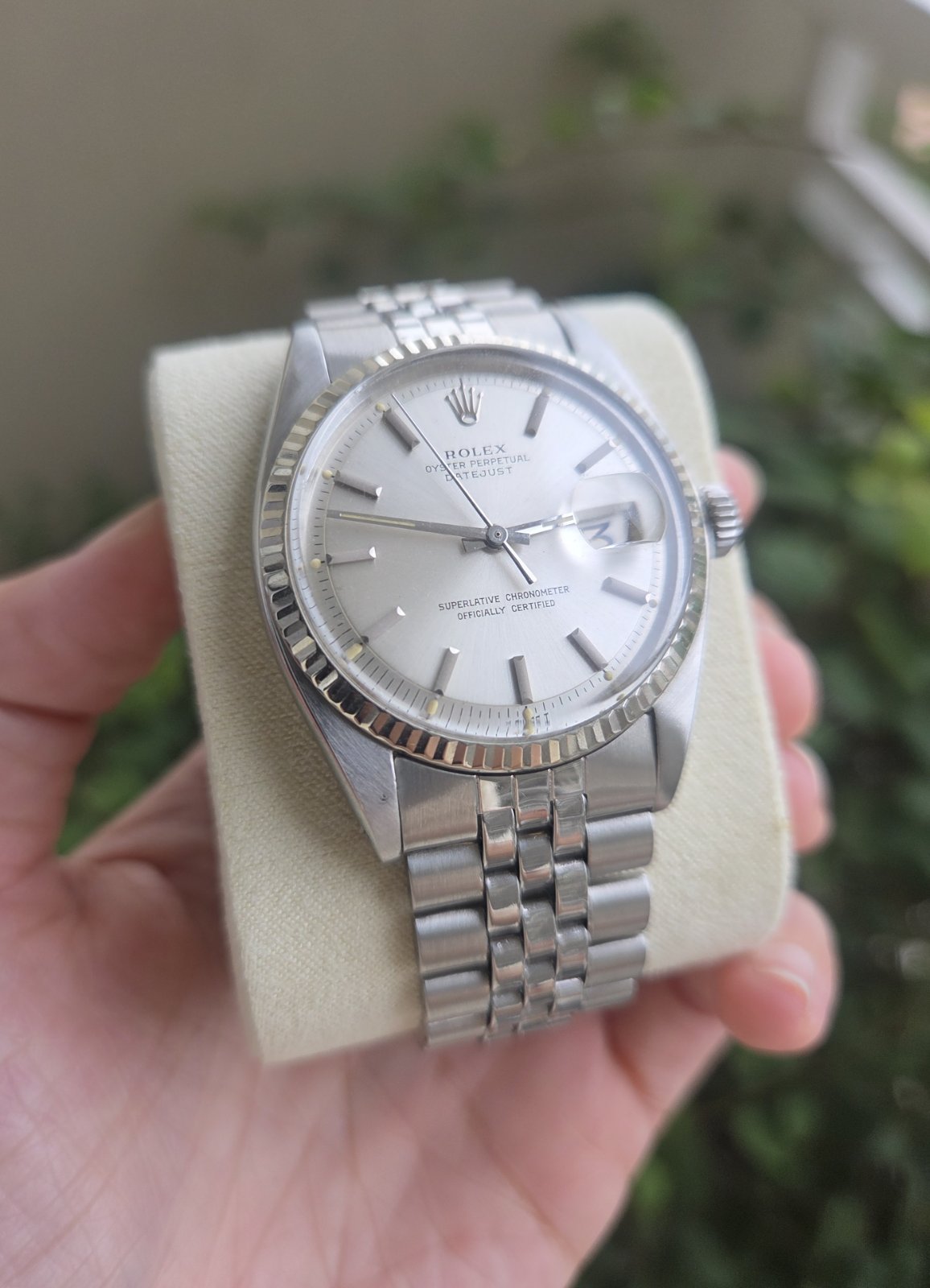Rolex Datejust 36mm Rare Pie Pan Silver Dial Ref 1601