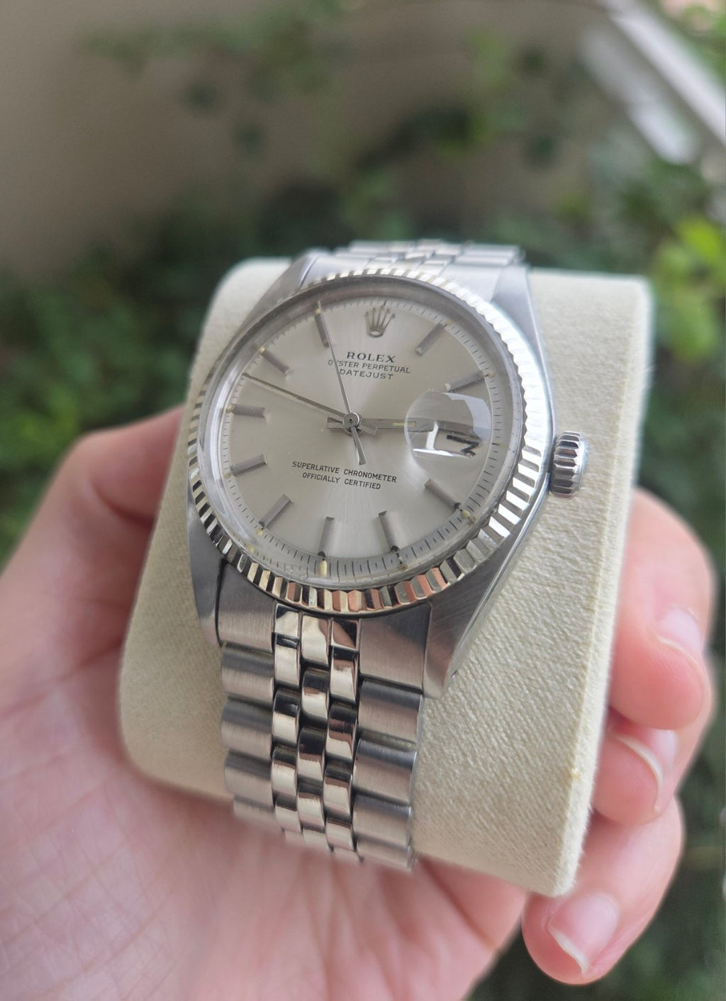 Rolex Datejust 36mm Rare Pie Pan Silver Dial Ref 1601
