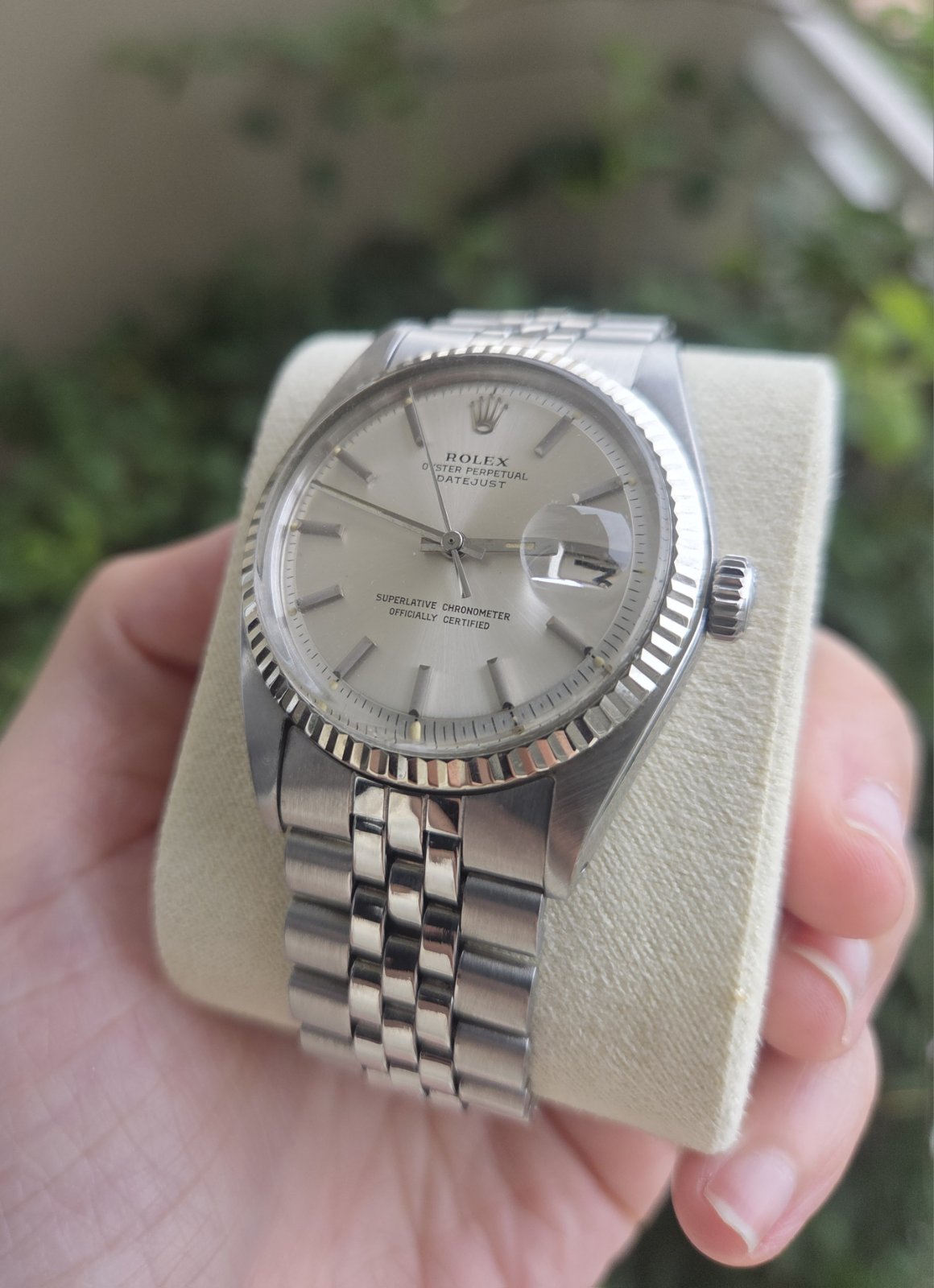 Rolex Datejust 36mm Rare Pie Pan Silver Dial Ref 1601