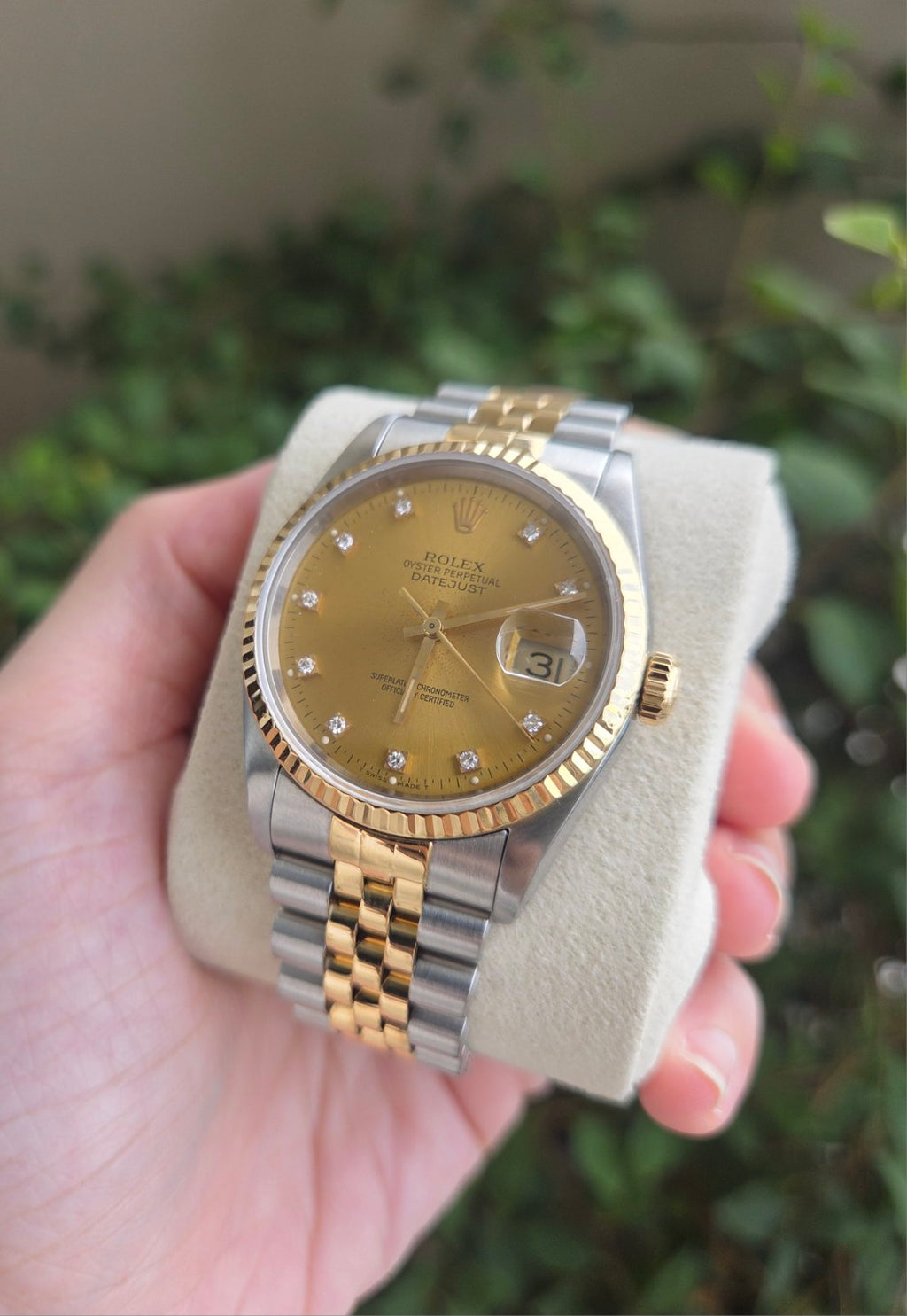 Rolex Datejust 36mm with Diamonds on Champagne dial Ref 16233