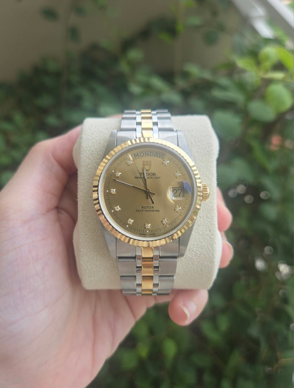 Tudor Prince Date Day 36mm 18K Gold Dial with Diamonds Ref 76213