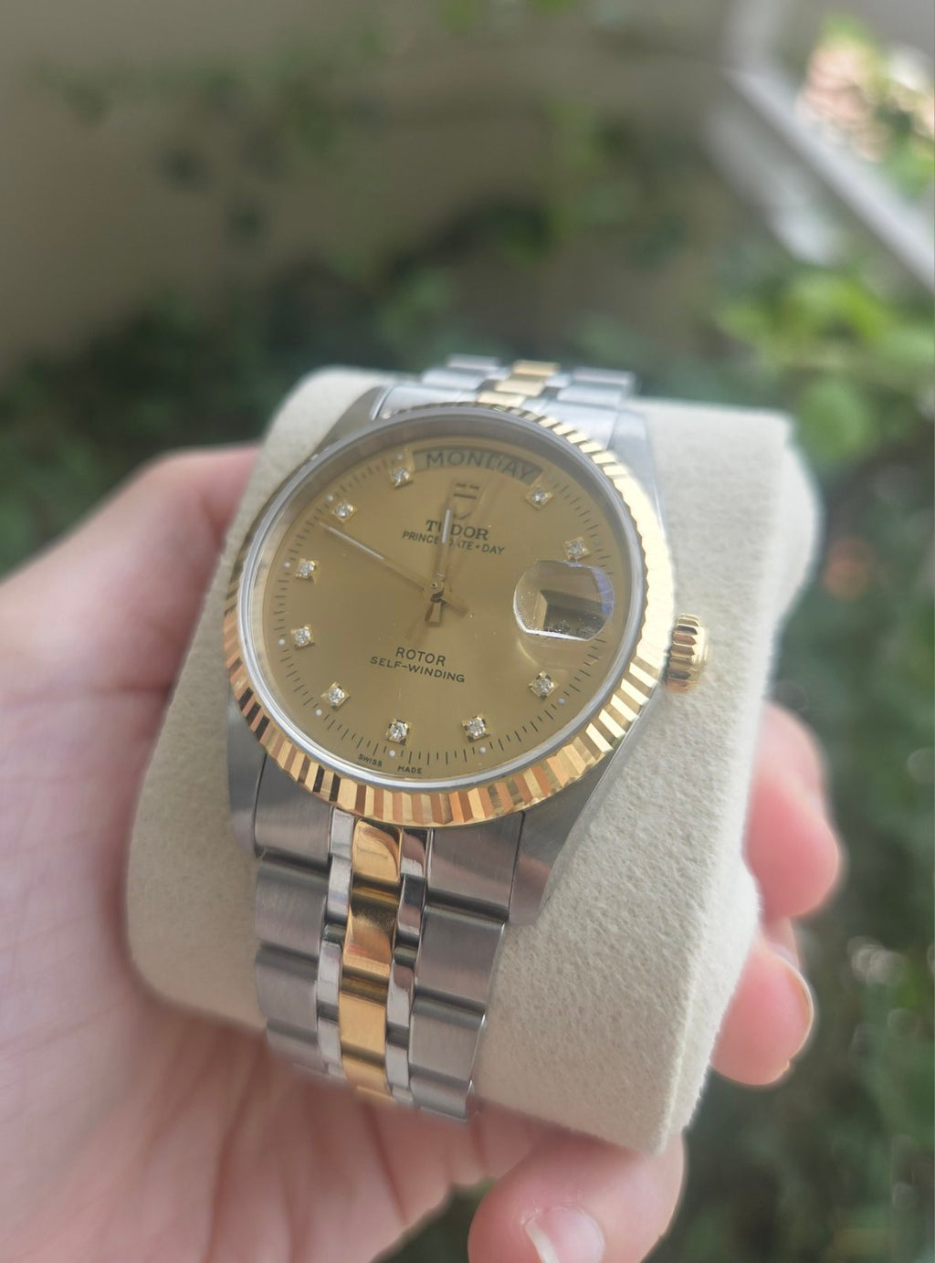 Tudor Prince Date Day 36mm 18K Gold Dial with Diamonds Ref 76213