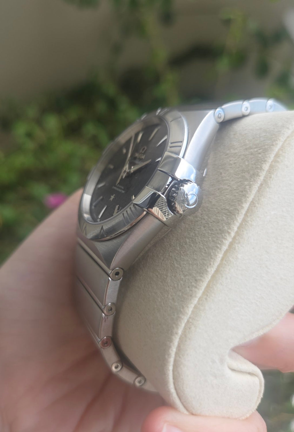 Omega Constellation Automatic Co-Axial 38mm Black Grid Dial Full Set