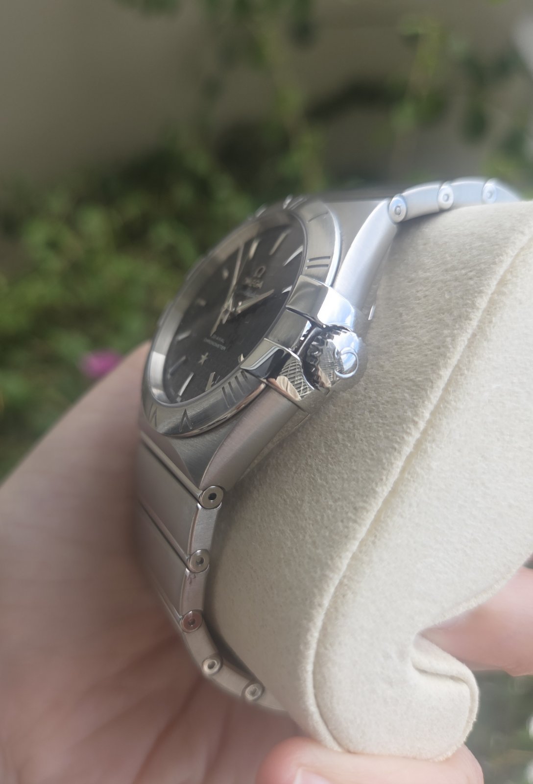 Omega Constellation Automatic Co-Axial 38mm Black Grid Dial Full Set