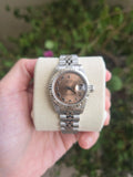Rolex Lady Datejust 26mm Rare Salmon Pink Roman Dial Ref 69174