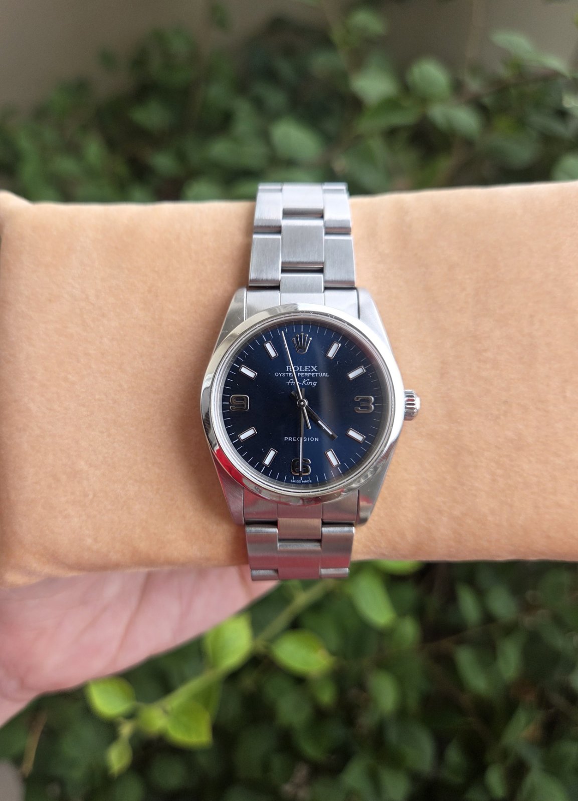 Rolex Rare Airking 34mm Sunburst Blue Explorer Dial Ref 14000