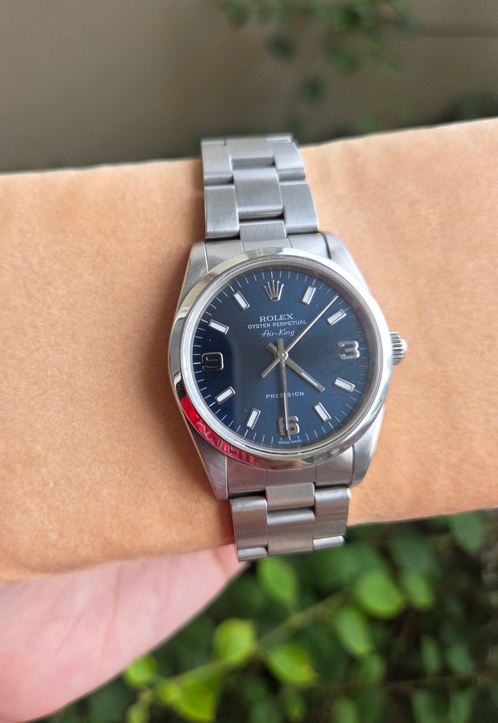 Rolex Rare Airking 34mm Sunburst Blue Explorer Dial Ref 14000