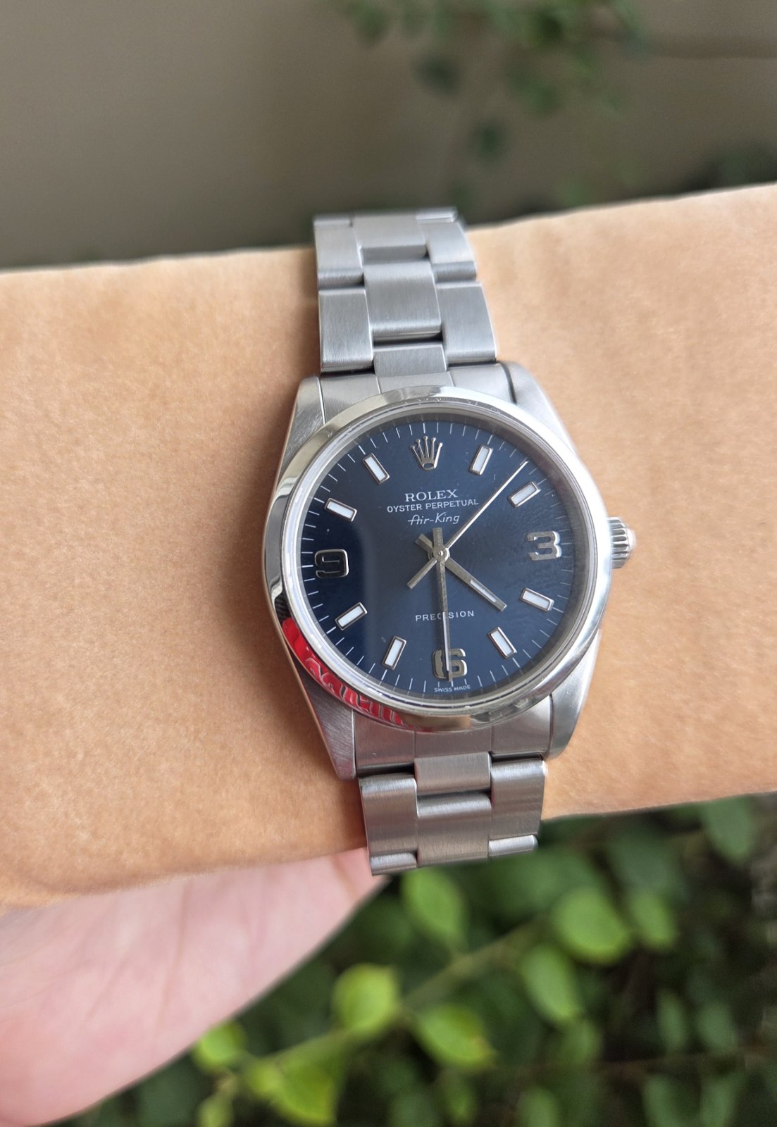 Rolex Rare Airking 34mm Sunburst Blue Explorer Dial Ref 14000