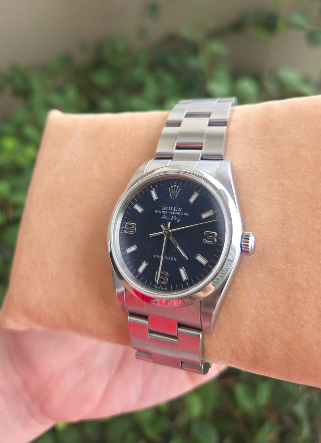 Rolex Rare Airking 34mm Sunburst Blue Explorer Dial Ref 14000