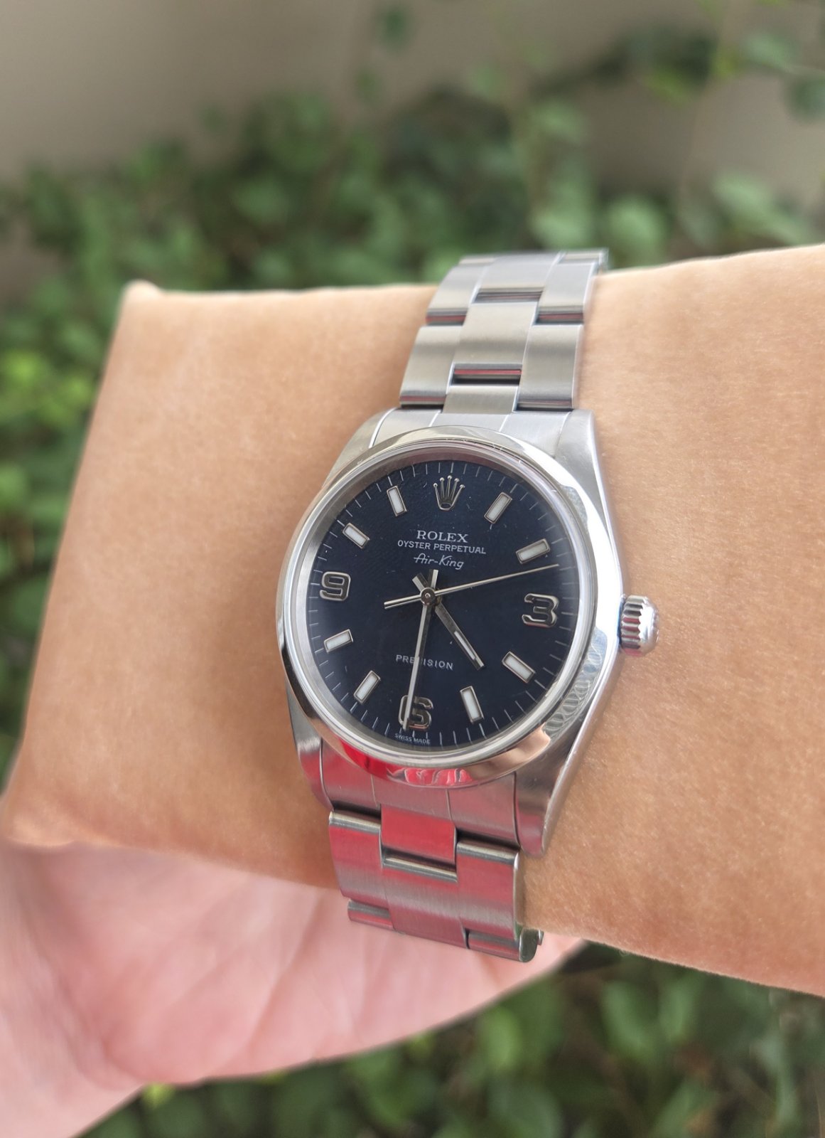 Rolex Rare Airking 34mm Sunburst Blue Explorer Dial Ref 14000