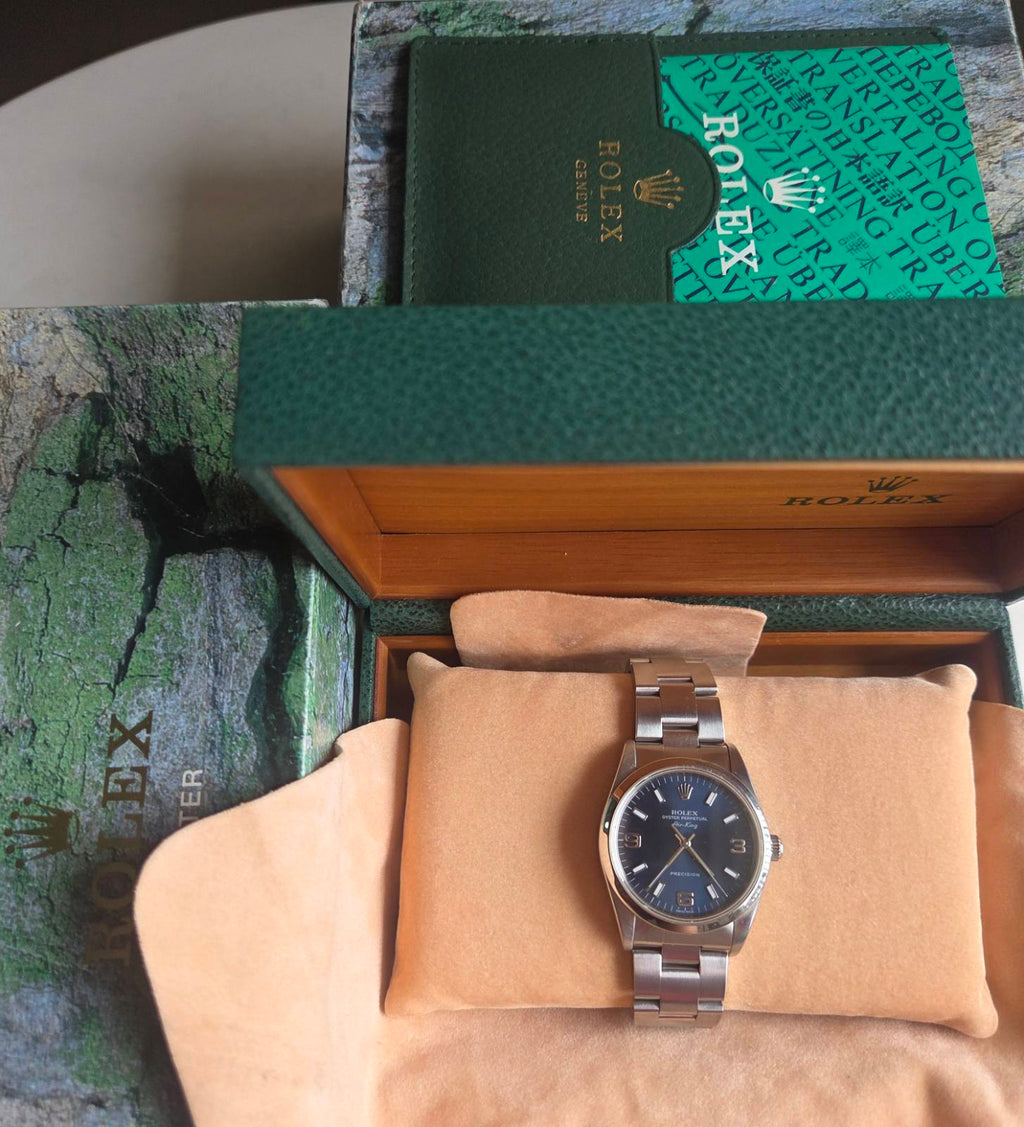 Rolex Rare Airking 34mm Sunburst Blue Explorer Dial Ref 14000