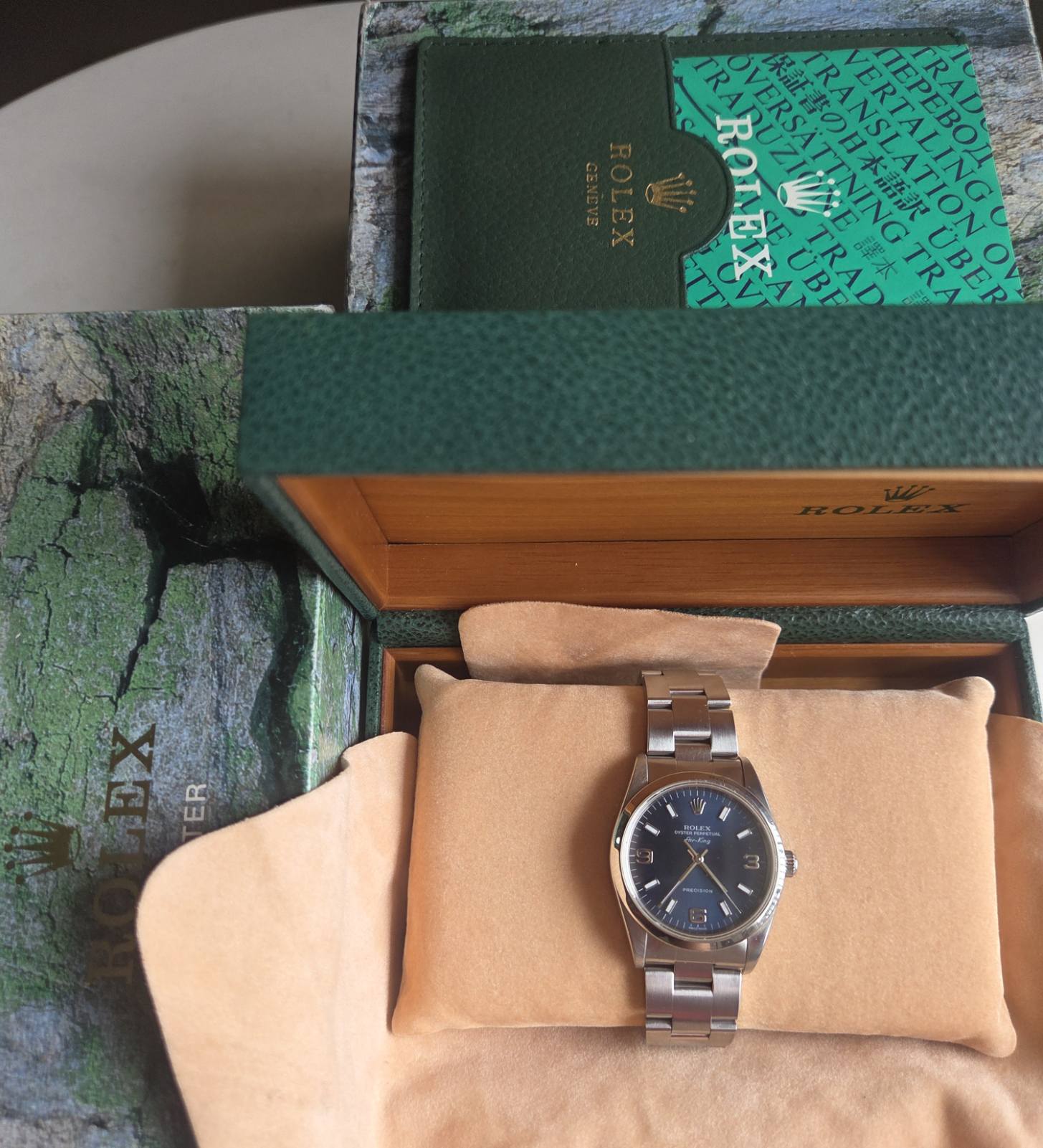 Rolex Rare Airking 34mm Sunburst Blue Explorer Dial Ref 14000