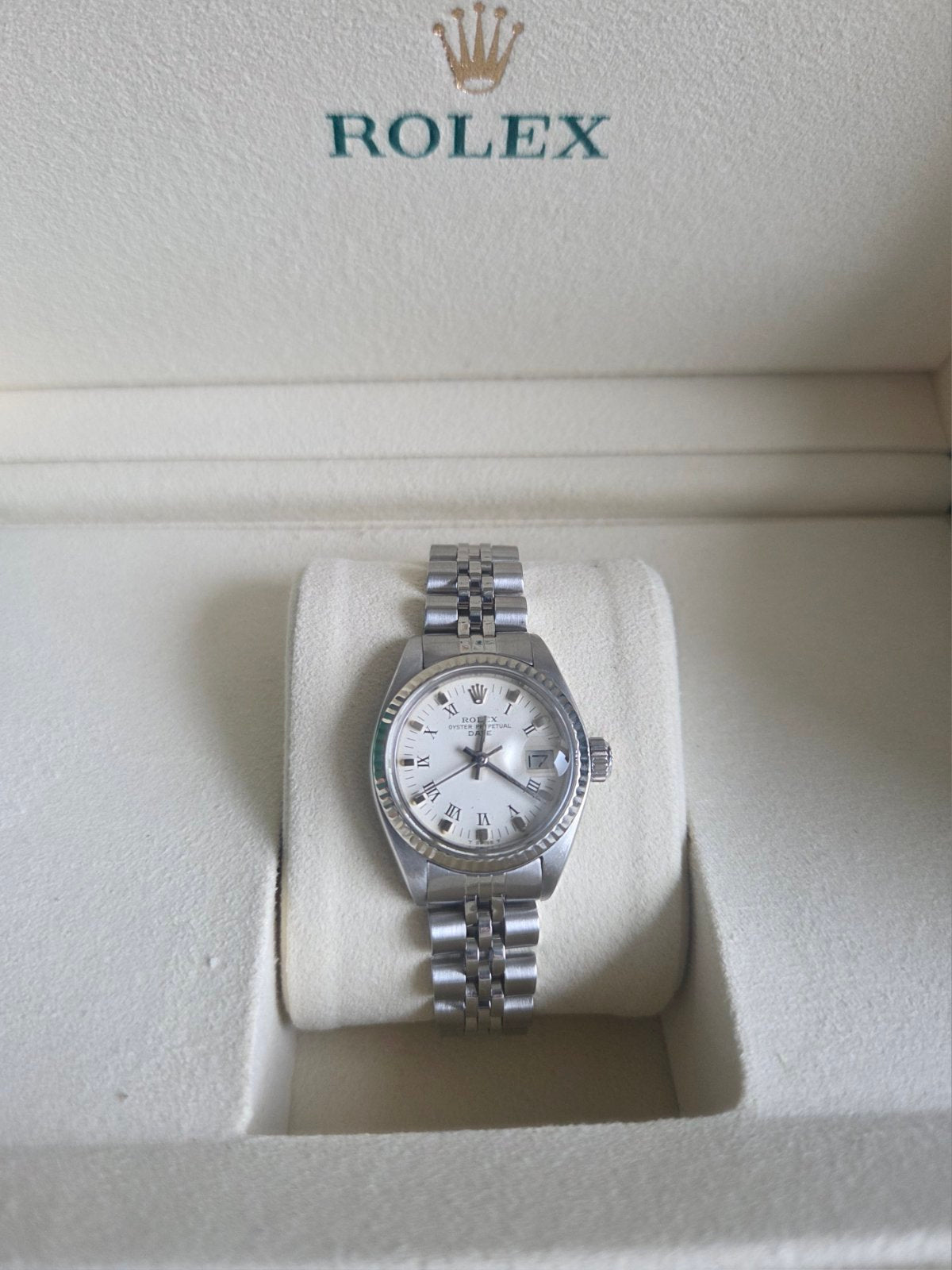 Rolex Lady Date 26mm White Roman Dial Ref 6917