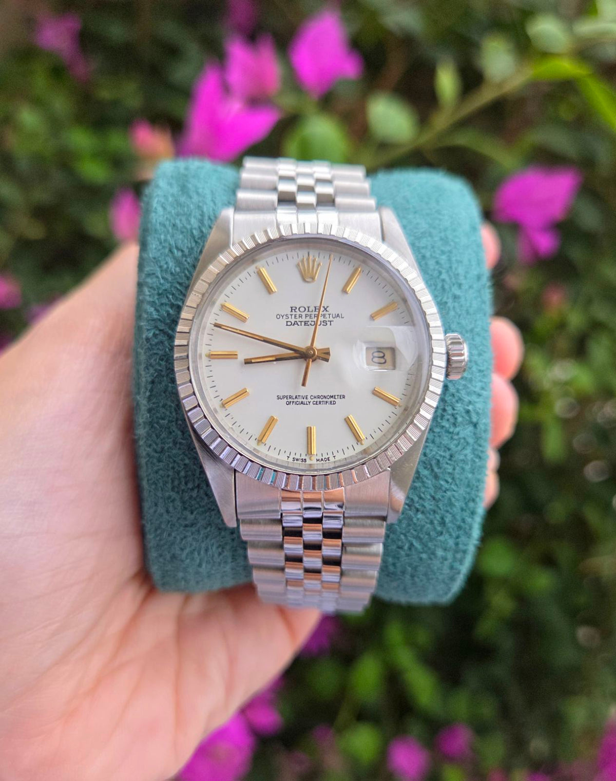 Rolex Datejust 36mm White Dial w/ Gold Indices Ref 16030