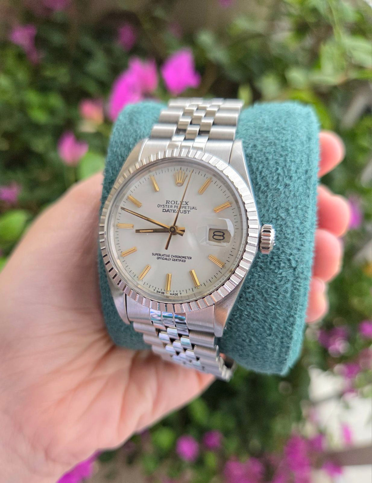 Rolex Datejust 36mm White Dial w/ Gold Indices Ref 16030