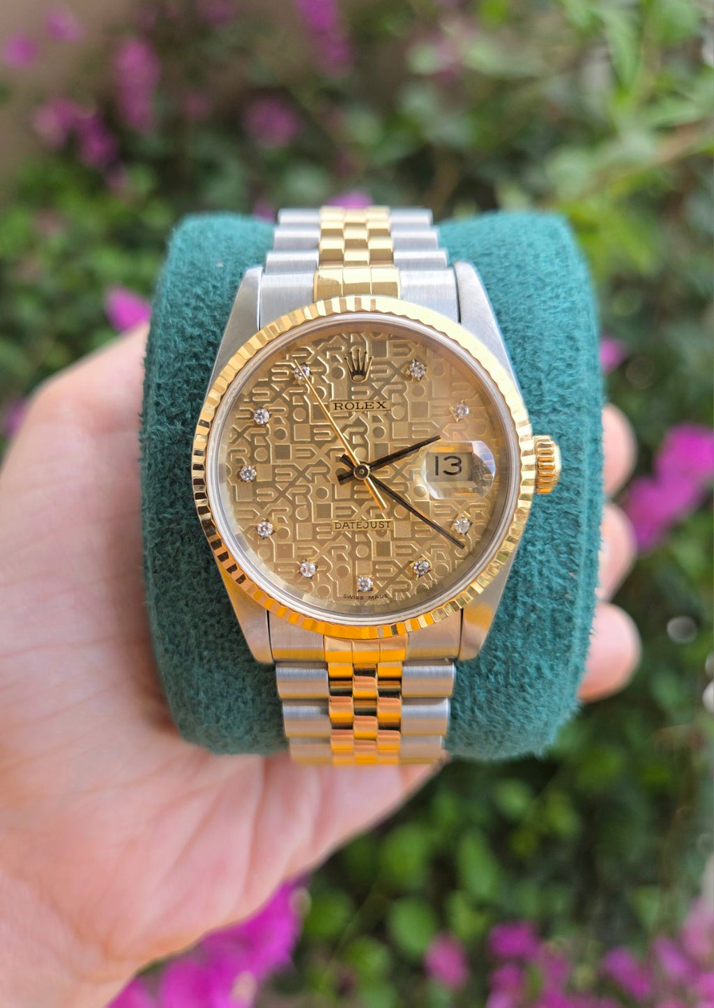 Rolex Datejust 36mm Champagne Anniversary Dial w/ diamonds Ref 16233