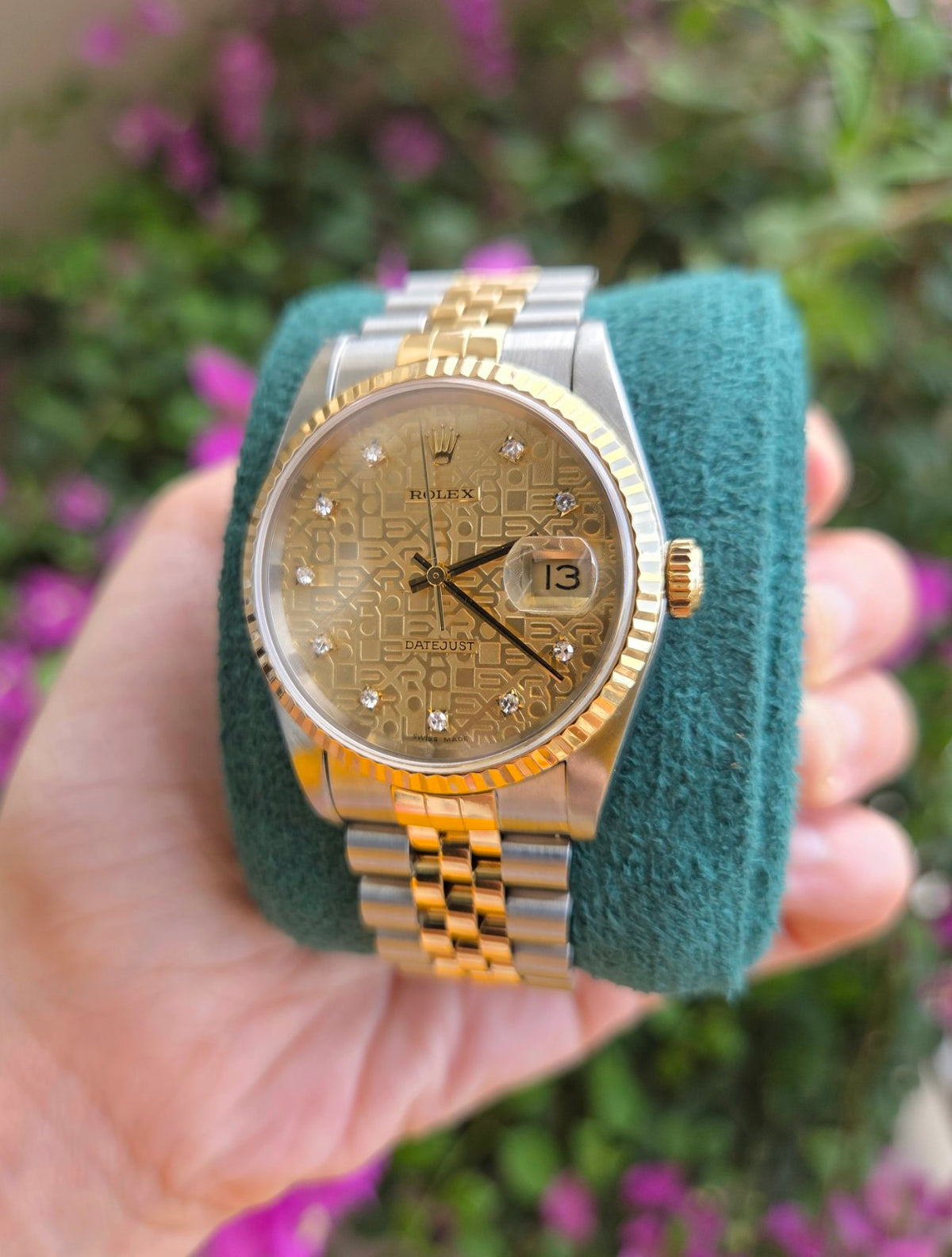 Rolex Datejust 36mm Champagne Anniversary Dial w/ diamonds Ref 16233
