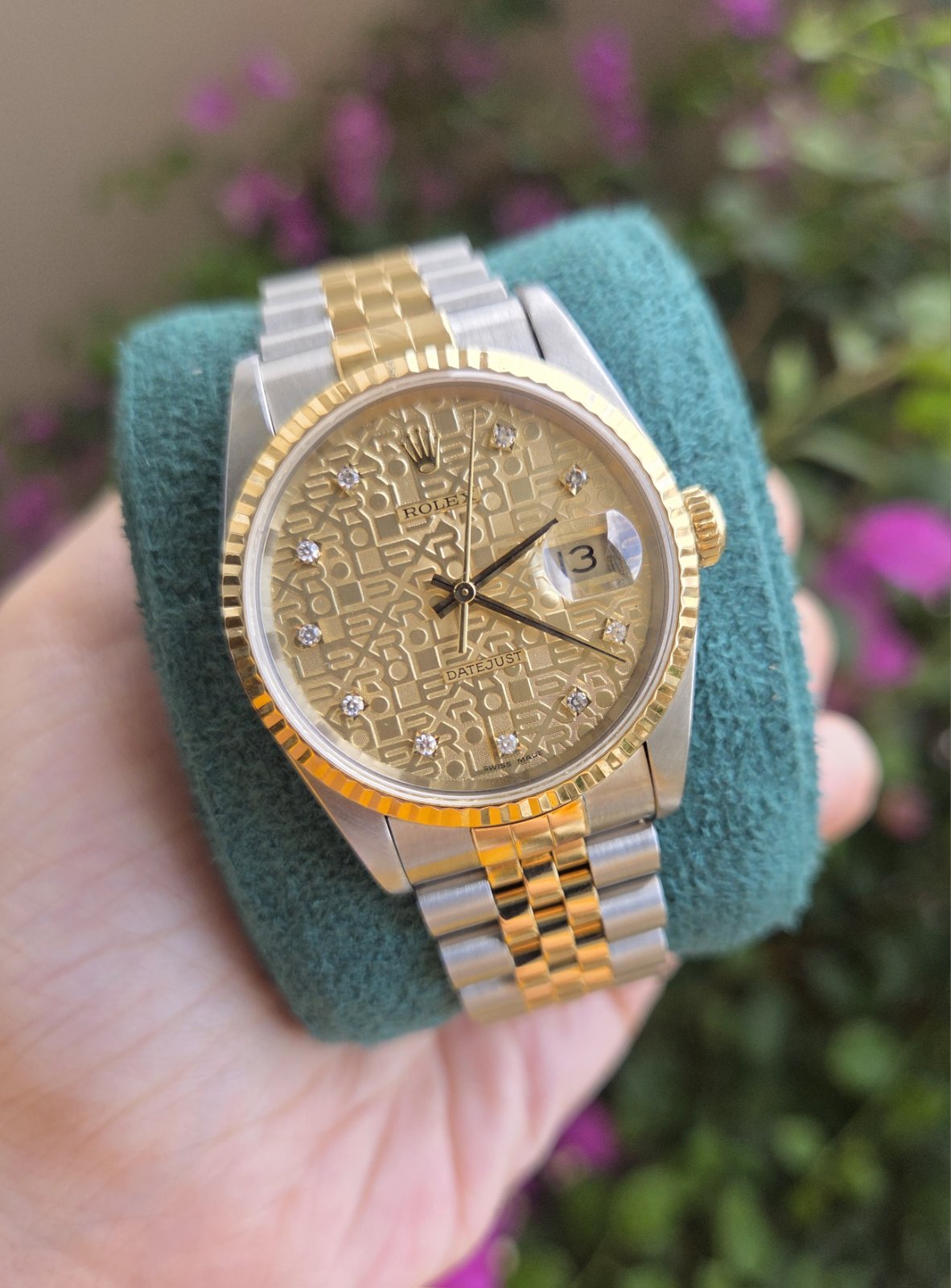Rolex Datejust 36mm Champagne Anniversary Dial w/ diamonds Ref 16233