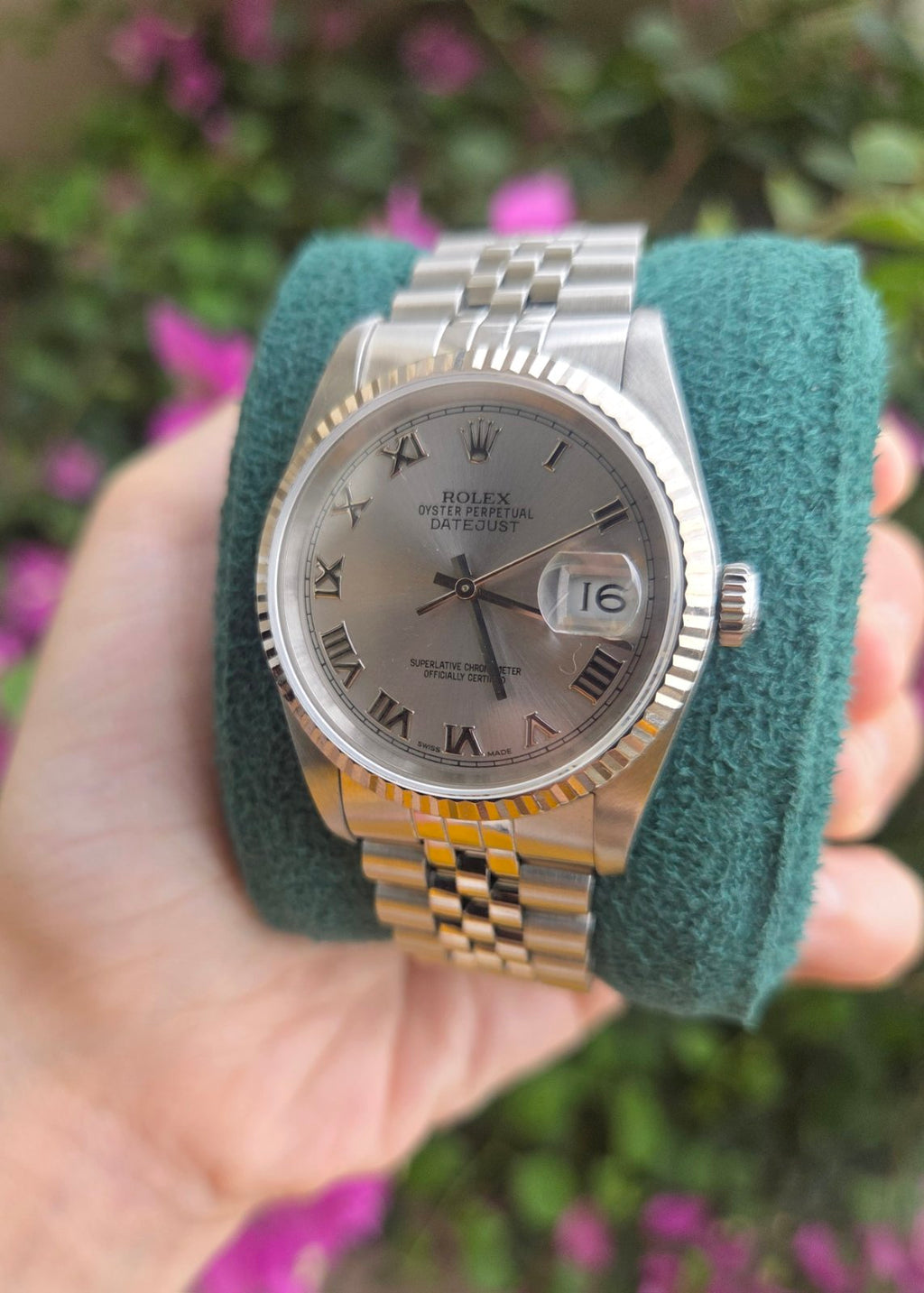 Rolex Datejust 36mm Silver Roman Dial Ref 16234