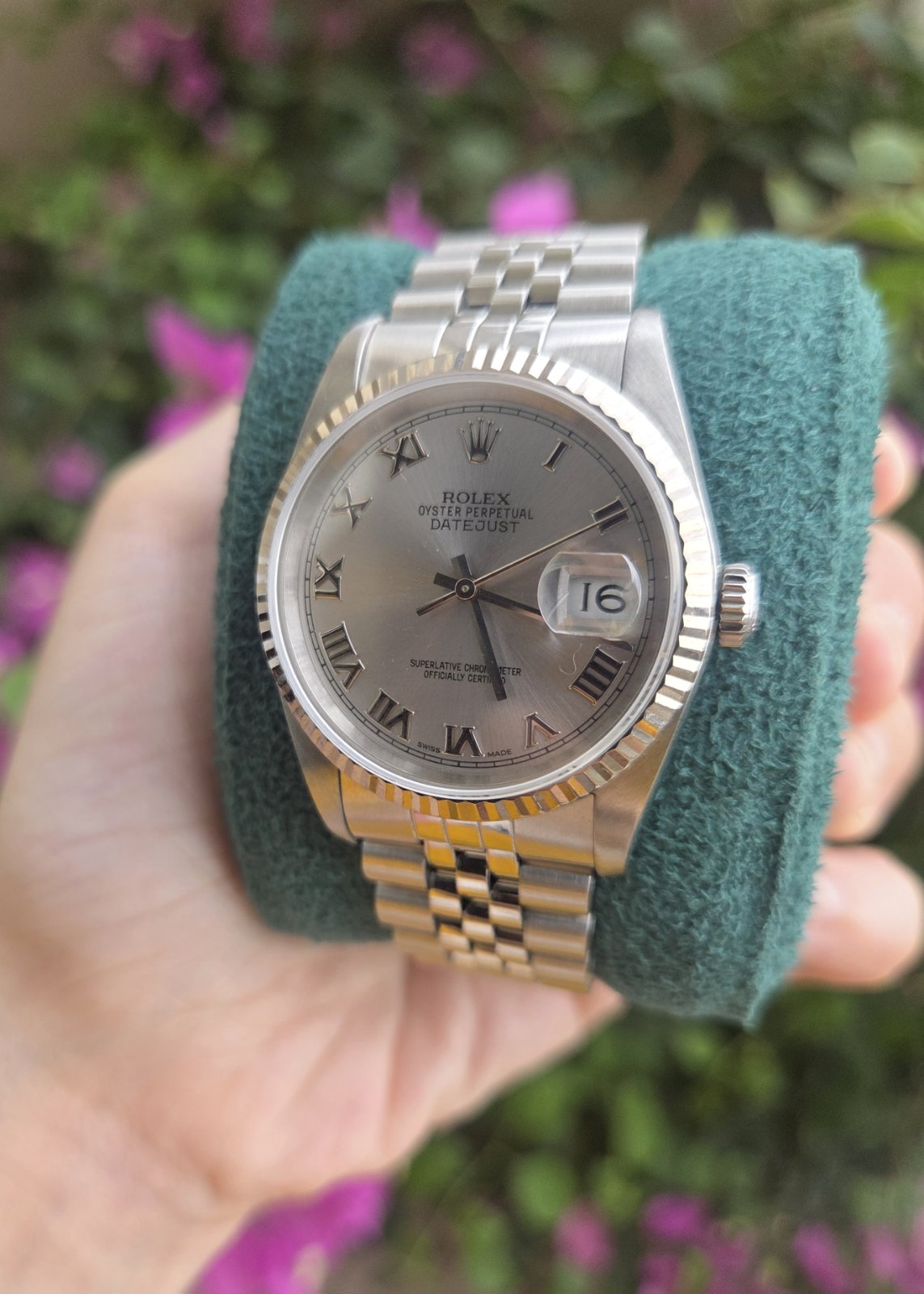 Rolex Datejust 36mm Silver Roman Dial Ref 16234